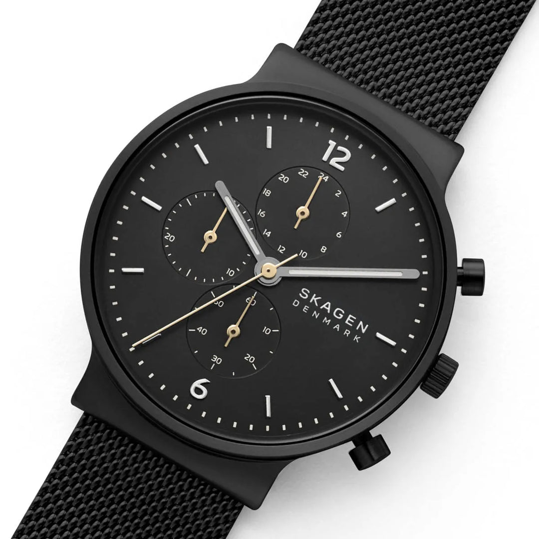 Skagen SKW6762 Ancher Chronograph Midnight Stainless Steel Mesh Men's Watch - mzwatcheslk srilanka