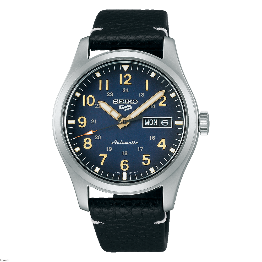 Seiko 5 Sports SRPG39K1 Field Black Leather Strap Automatic Men's Watch - mzwatcheslk srilanka