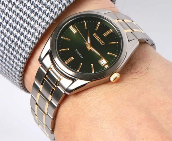 Seiko SUR377P1 Quartz Titanium Two Tone Men's Watch