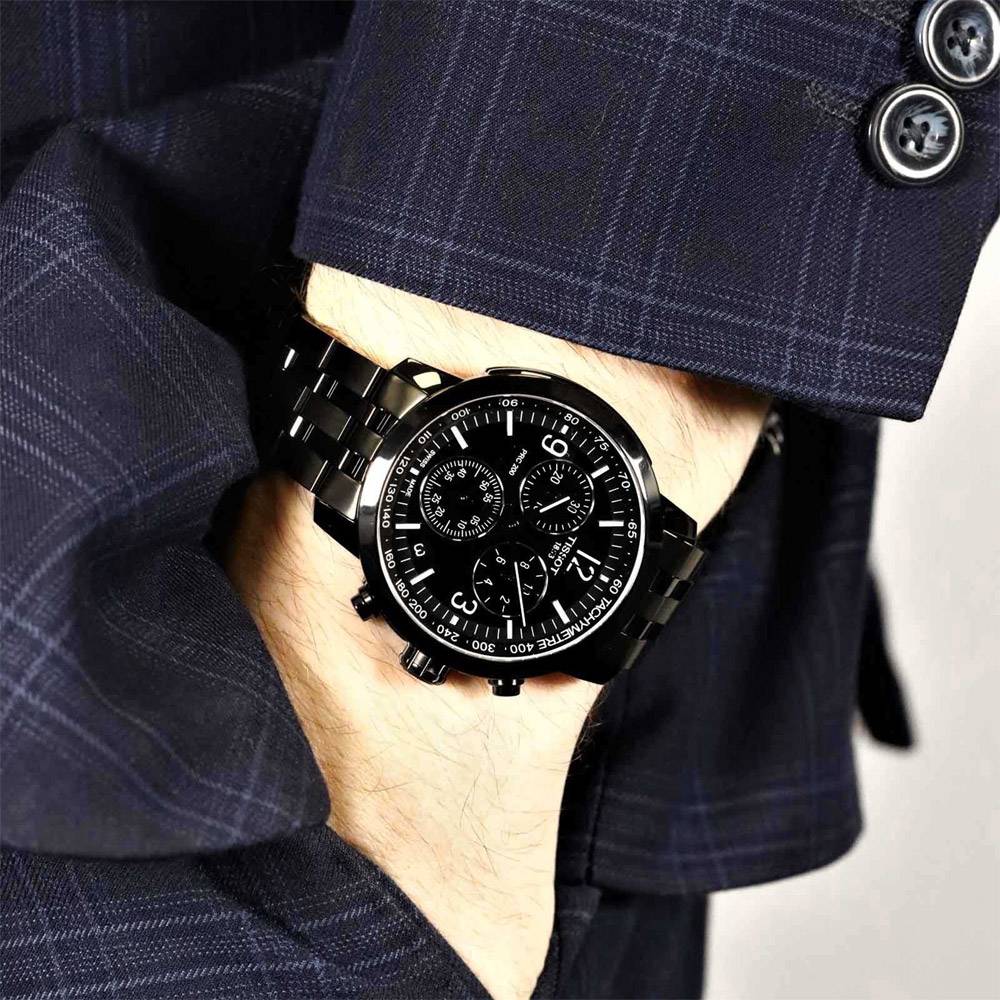 Tissot T1144173305700 PRC 200 Chronograph Black Dial Black PVD Steel Men's Watch - mzwatcheslk srilanka