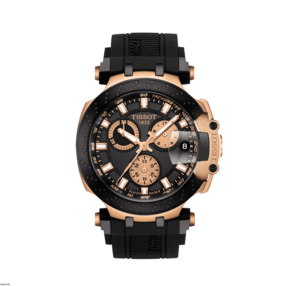 Tissot  T115417370510 Men's T-Race Quartz Chrono Black Dial Gold Plated Accents Men's Watch - mzwatcheslk srilanka