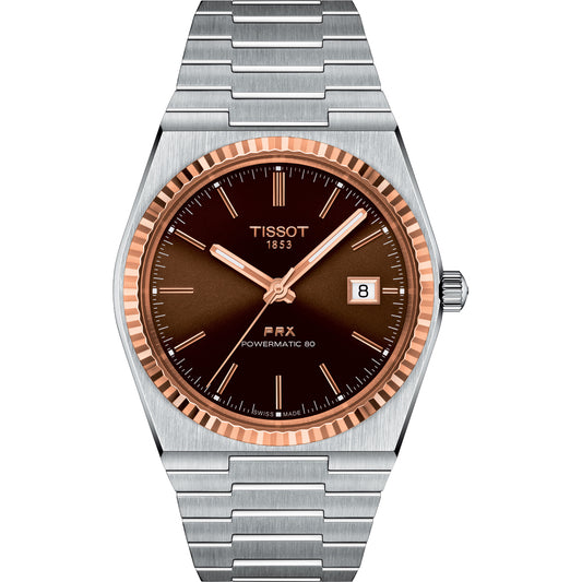 Tissot PRX T9314074129100 Automatic Stainless Steel with 18k Rose Gold Bezel Men's Watch - mzwatcheslk srilanka
