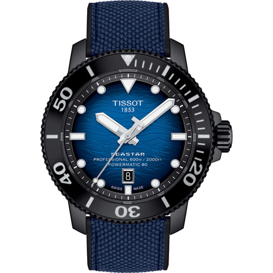 Tissot T1206073704100 Seastar 2000 Powermatic 80 Blue Silicone Men's Watch - mzwatcheslk srilanka