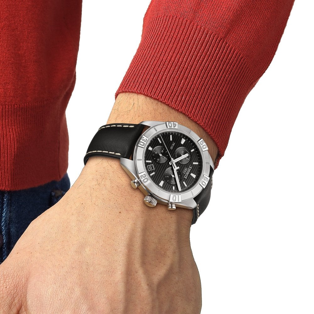 Tissot chronograph sale leather