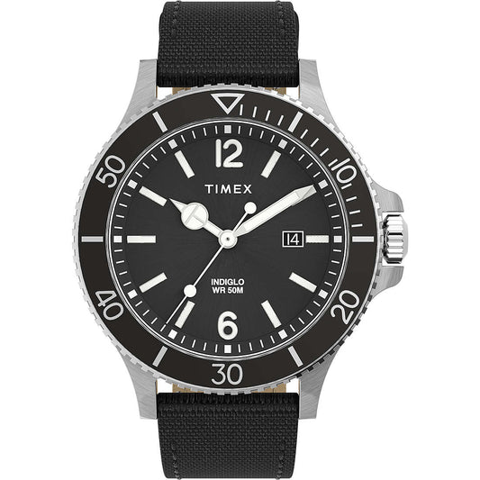 Timex  TW2V27000  Harborside  Black Dial  Black Textile Strap Men's Watch - mzwatcheslk srilanka