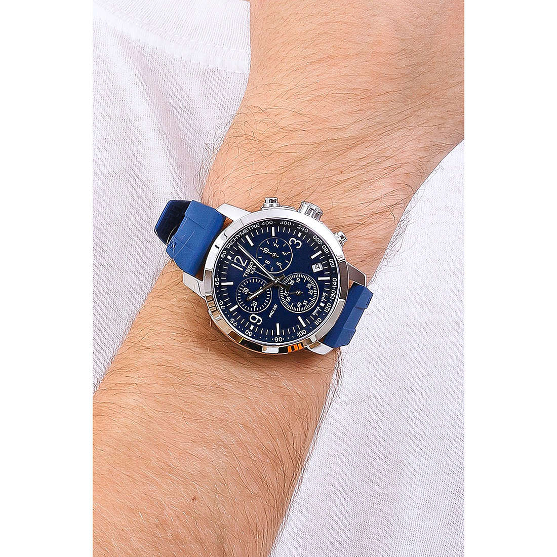 Tissot T1144171704700 PRC 200 Chronograph Blue Dial Blue Rubber Strap Men's Watch - mzwatcheslk srilanka