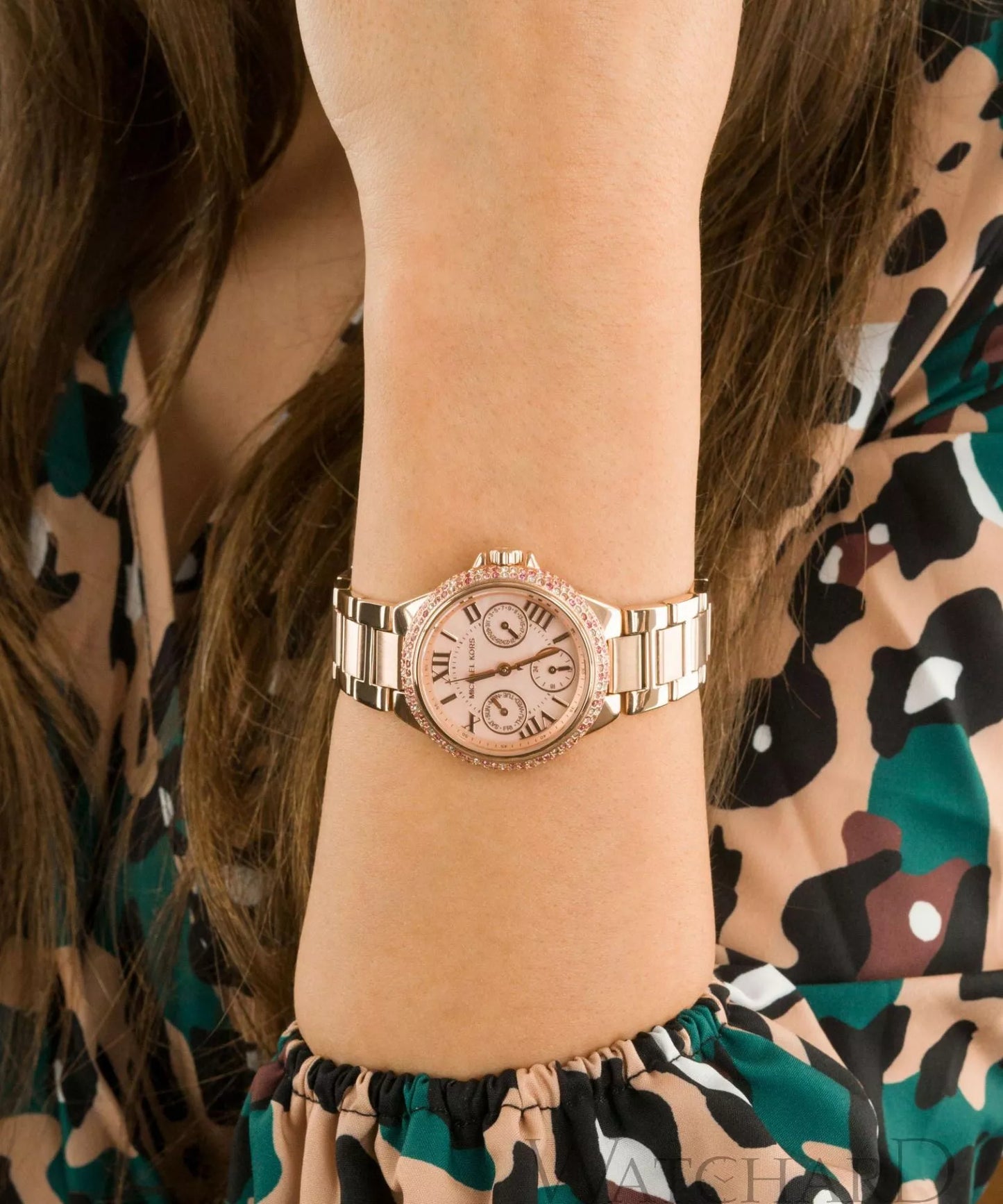 Michael Kors MK7273 Camille Rose Gold toned Crystal Set Bezel Women's Watch - mzwatcheslk srilanka