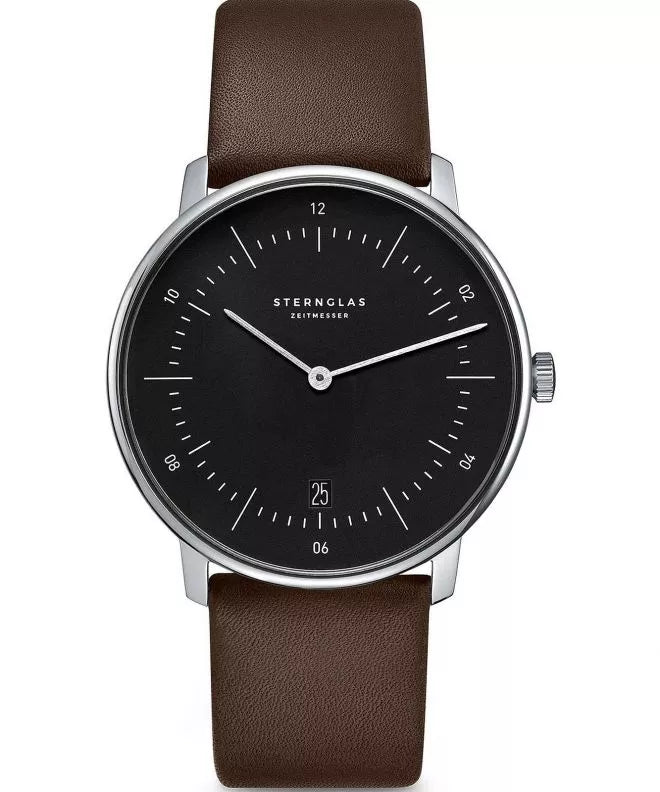 STERNGLAS S01-NA03-PR04 Naos Black Dial Brown Leather Strap Men's Watch - mzwatcheslk srilanka